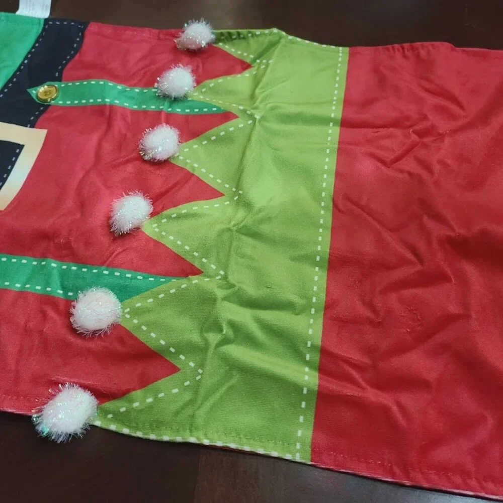 Christmas Table Runner Elf Decor Decorative Cloth Xmas Holiday Decoration Red